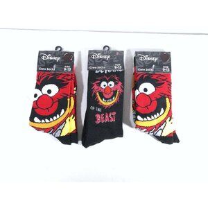 3 Pairs Animal From The Muppet's Novelty Crew Socks 9-13 Mens